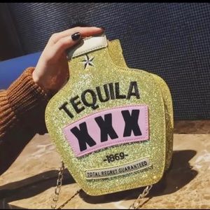 LAST ONE!! LAZER Sequins Crossbody  Tequila Bottle Shaped Shoulder Handbag